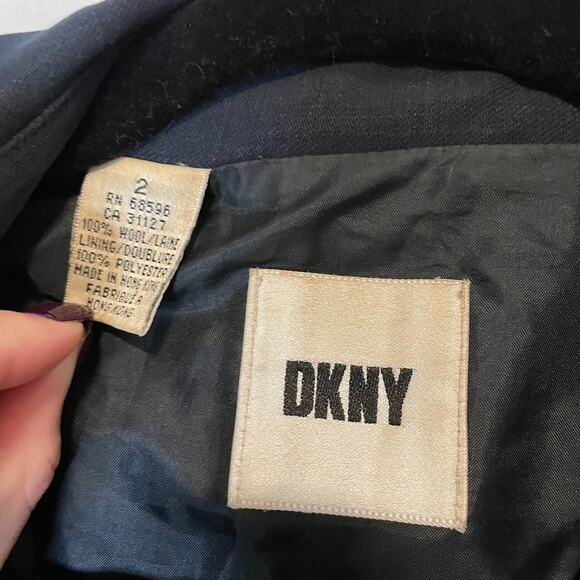 VINTAGE DKNY Navy Blue Double Breasted Coat - Picture 12 of 14